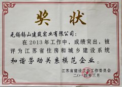 2013江苏省住房和城乡建设系统和谐劳动关系模范企业